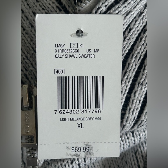 Guess Men’s Gray Marled Clay Shawl Sweater Size XL NWT - Picture 8 of 8